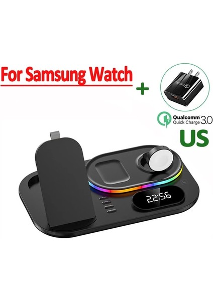 Samsung Abd Tak Için 30W 4'ü 1 Arada Kablosuz Şarj Standı iPhone 14 13 12 Samsung S22 S21 S20 Ultra Galaxy Apple Watch Hızlı Şarj Istasyonu Istasyonu (Yurt Dışından)