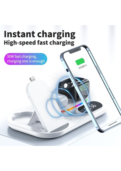 Samsung Abd Tak Için 30W 4'ü 1 Arada Kablosuz Şarj Standı iPhone 14 13 12 Samsung S22 S21 S20 Ultra Galaxy Apple Watch Hızlı Şarj Istasyonu Istasyonu (Yurt Dışından) modelleri