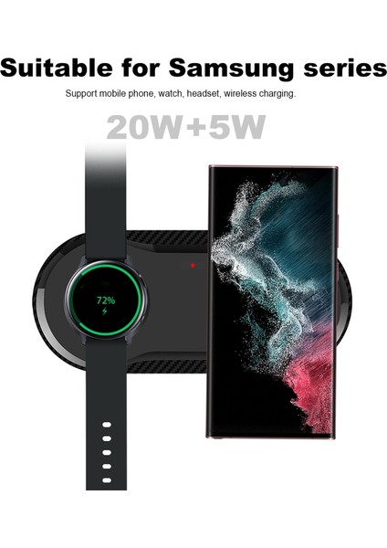Izle Şarj Cihazı Siyah 2 In 1 Kablosuz Şarj Istasyonu Galaxy Izle 5 4 3 Aktif 2 1 25W Çift Hızlı Şarj Aleti Pedi Samsung S23/S22/21/20 Tomurcukları Pro (Yurt Dışından) fırsatları