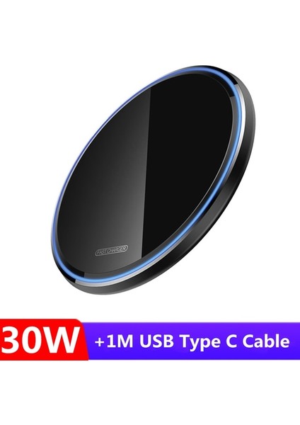 30W Siyah 30W Kablosuz Şarj Aleti Pedi iPhone 14 13 12 11 Xs Xr 8 Samsung S22 S21 Tip C Indüksiyon Hızlı Şarj Istasyonu Telefon Şarj Cihazları (Yurt Dışından)