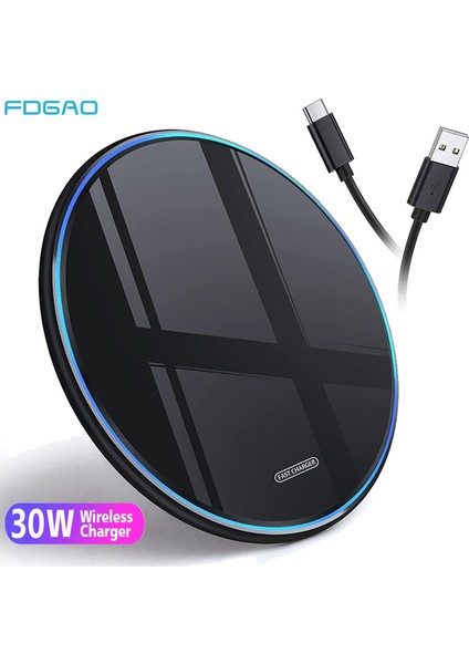 30W Siyah 30W Kablosuz Şarj Aleti Pedi iPhone 14 13 12 11 Xs Xr 8 Samsung S22 S21 Tip C Indüksiyon Hızlı Şarj Istasyonu Telefon Şarj Cihazları (Yurt Dışından) modelleri