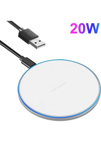 20W Beyaz 30W Hızlı Kablosuz Şarj Aleti Pedi Samsung S21 S20 S10 Tipi USB Hızlı Indüksiyon Şarj iPhone 14 13 12 11 Pro 8 x Xs Xr Max (Yurt Dışından)