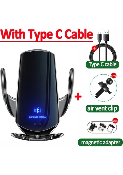 Siyah Kablo ile 75W Araç Kablosuz Şarj Cihazı Manyetik Otomatik Hava Firar Araç Telefonu Tutucu iPhone Samsung Xiaomi Için Kızılötesi Indüksiyon Hızlı Şarj (Yurt Dışından)