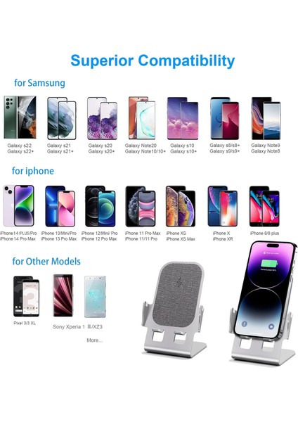 Gri 30W Kablosuz Şarj Standı iPhone 11 12 13 14 Pro Max Xs Xr x 8 Hızlı Şarj Standı Istasyonu Telefon Tutucu Alüminyum Alaşımlı (Yurt Dışından) modelleri