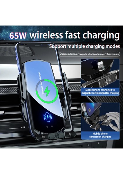 Kablo Yok Siyah 100W Kablosuz Şarj Cihazı Araba Otomatik Manyetik Hava Firar Telefon Tutucu iPhone 14 13 12 Samsung S20 Indüksiyon Hızlı Şarj Istasyonu (Yurt Dışından) fiyatları