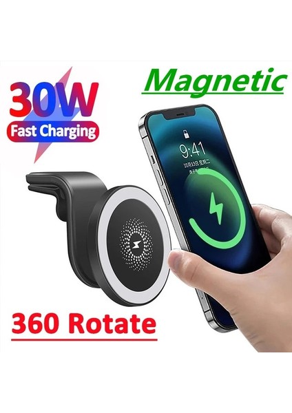 C Tipi Kablo ile 30W Manyetik Araç Kablosuz Şarj Cihazları Telefon Şarj Cihazı iphone 12 13 14 Mini Pro Max Için Kablosuz Hava Firar Araba Hızlı Şarj Istasyonu (Yurt Dışından)