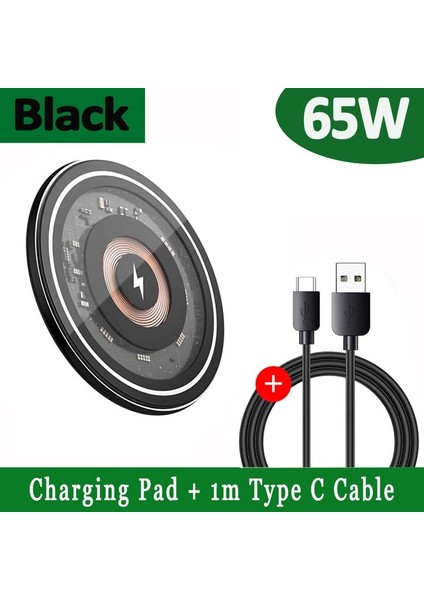 C Tipi Kablo ile 65W Hızlı Kablosuz Şarj Pedi iPhone 14 13 12 11 x Pro Max Samsung Xiaomi Huawei Indüksiyon Kablosuz Şarj Istasyonu Istasyonu (Yurt Dışından)