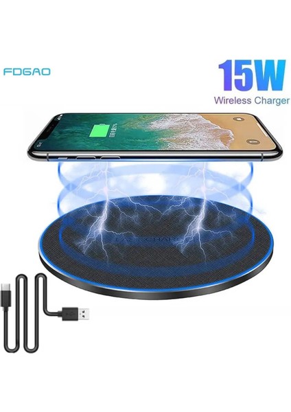 Siyah Kablosuz Şarj Pad 15W Hızlı Şarj Samsung S20 S10 Not 10 20 iPhone 13 12 11 Pro Xs Max Xr x 8 Artı Xiaomi 10 9 Pro (Yurt Dışından) indirimleri