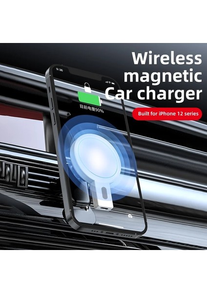 Siyah Yok Kablo 75 W Manyetik Araç Kablosuz Şarj Cihazı Mini Hızlı Şarj Istasyonu Telefon Tutucu Dağı Otomatik Hizalama iPhone 12 13 14 Pro Max (Yurt Dışından) fırsatları