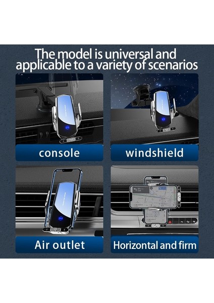 Kablo Yok Gümüş 130W Kablosuz Şarj Cihazı Araba Otomatik Manyetik Hava Firar Telefon Tutucu iPhone 14 13 12 Samsung S20 Indüksiyon Hızlı Şarj Istasyonu (Yurt Dışından) modelleri