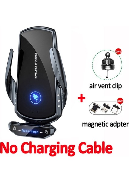 Siyah Hiçbir Kablo 100 W Araç Kablosuz Şarj Cihazı iPhone 13 14 Xiaomi Samsung Telefon Tutucu Araç Şarj Cihazları Manyetik Kızılötesi Indüksiyon Hızlı Şarj (Yurt Dışından)