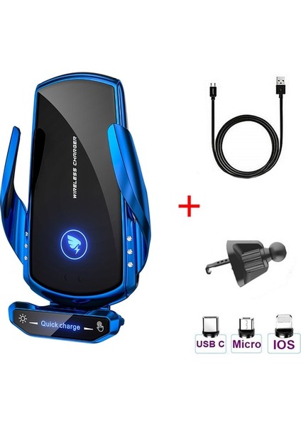 Mavi 30W Araç Kablosuz Şarj Cihazı iPhone 12 13 14 Pro Max Xiaomi Mi 12 11 Samsung S10 S20 S21 Telefon Şarj Cihazları Indüksiyon Hızlı Şarj (Yurt Dışından)