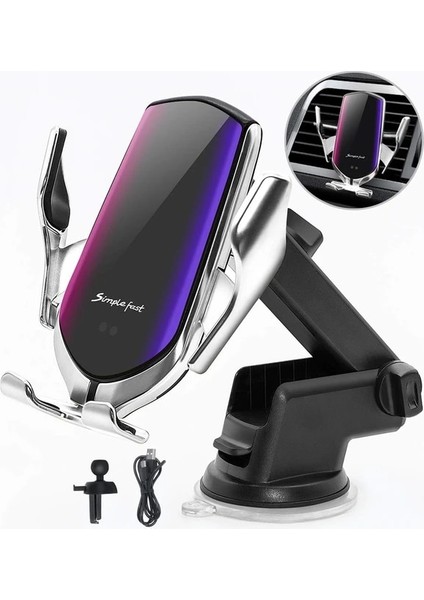 2 In 1 Gümüş 10W Araba Kablosuz Şarj Cihazı Otomatik Sıkma iPhone 14 13 12 11X8 Xr Xs Samsung S22 S21 S20 S10 Hava Firar Montaj Telefon Tutucu (Yurt Dışından)