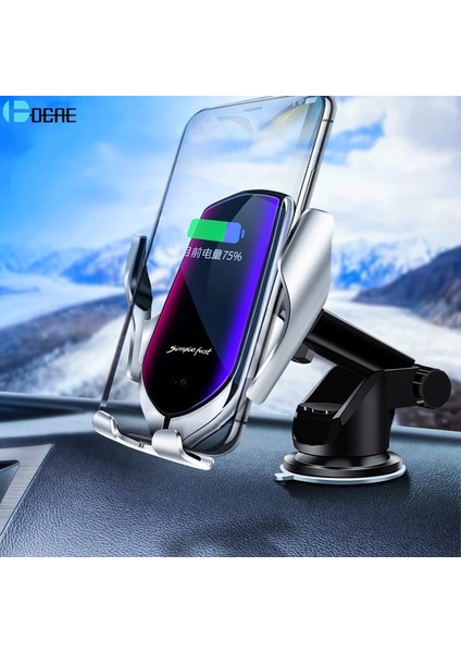 2 In 1 Gümüş 10W Araba Kablosuz Şarj Cihazı Otomatik Sıkma iPhone 14 13 12 11X8 Xr Xs Samsung S22 S21 S20 S10 Hava Firar Montaj Telefon Tutucu (Yurt Dışından) modelleri