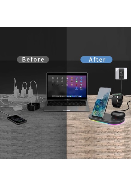 Z7L LED Işık ile 30W 3 In 1 Kablosuz Şarj Standı Samsung S21 S22 Ultra S20 Galaxy Izle 5/4 Aktif 2/1 Buds2 Pro Hızlı Şarj Istasyonu Istasyonu (Yurt Dışından) indirimleri