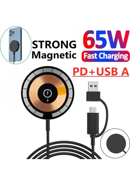 Tip C ve USB A 65W Hızlı Manyetik Kablosuz Şarj Pad Standı Macsafe iPhone 14 13 12 11 Pro Max Indüksiyon Kablosuz Şarj Istasyonu Istasyonu (Yurt Dışından) fiyatları