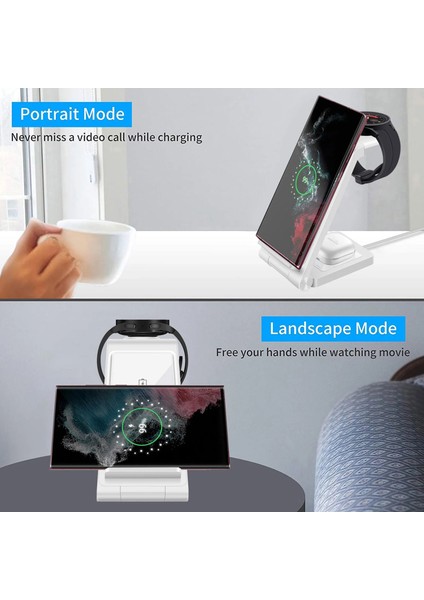 Beyaz 3 In 1 Kablosuz Şarj Standı Galaxy Izle 5 Pro 4 Aktif Tomurcuklar Hızlı Şarj Dock Istasyonu Samsung S23 S22 Z Flod Flip 4 (Yurt Dışından) indirimleri