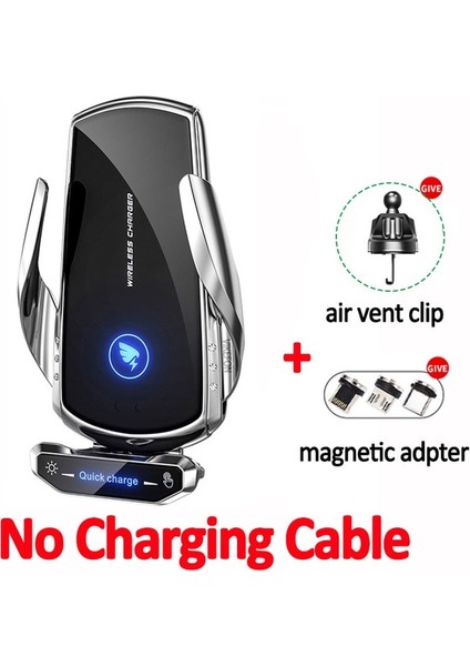 Gümüş Kablo Yok 100W Kablosuz Şarj Cihazı Araç Telefonu Tutucu Hızlı Şarj iPhone 14 13 12 11 Pro Xiaomi Samsung Manyetik Araba Kablosuz Şarj Aletleri (Yurt Dışından)