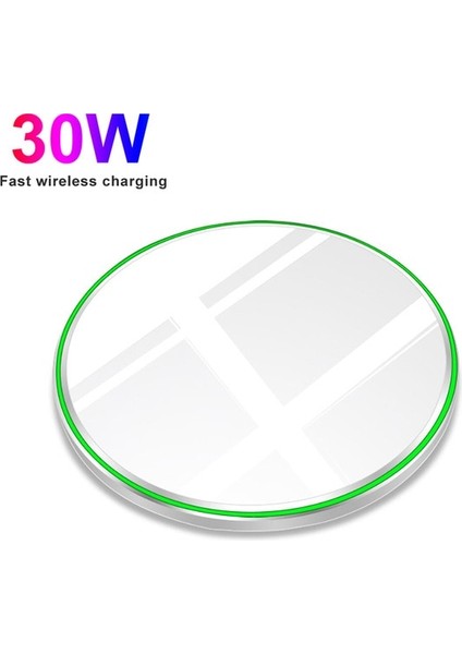 30W Beyaz Yenı 30W Hızlı Kablosuz Şarj Pad iPhone 14 13 12 11 Pro Max Samsung Galaxy S22 S21 S20 S10 S9 Xiaomi Kablosuz Şarj (Yurt Dışından)