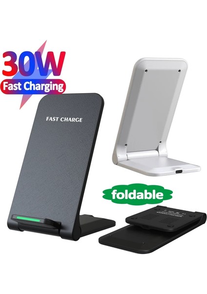Siyah 30W Kablosuz Şarj Standı Pedi iPhone 13 12 11 x Pro Max Samsung S21 S20 S8 S9 Xiaomi Hızlı Şarj Istasyonu Telefon Tutucu (Yurt Dışından) fırsatları