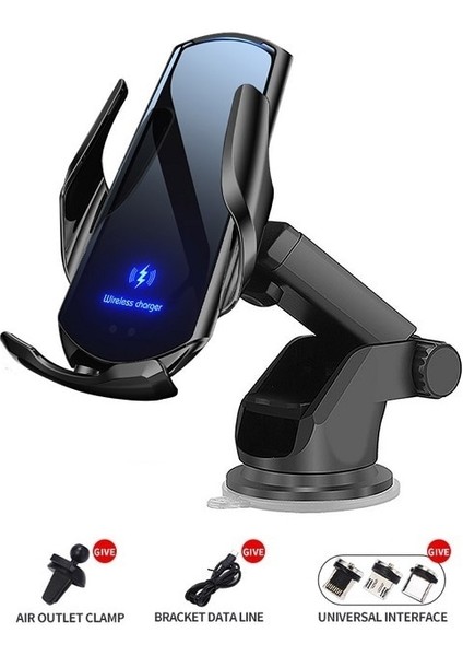 2 In 1 Siyah Otomatik Sıkma 15W Hızlı Kablosuz Araç Şarj Cihazı iPhone 12 11 Xs Xr x 8 Samsung S21 20 Xiaomi Mi 11 Cep Telefonu Şarj Cihazı (Yurt Dışından)