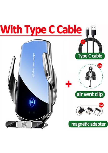 Kablo ile Silve 100W Araç Kablosuz Şarj Cihazı Manyetik Oto Araç Telefonu Tutucu iPhone Samsung Xiaomi Için Kızılötesi Indüksiyon Hızlı Şarj Istasyonu (Yurt Dışından)
