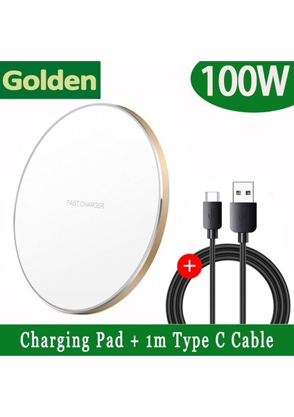 Altın Kablo ile 100W Kablosuz Şarj Aleti Pedi iPhone 14 13 12 Pro Max Samsung Xiaomi Telefon Şarj Cihazları Indüksiyon Hızlı Kablosuz Şarj Istasyonu (Yurt Dışından)