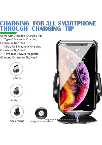 2 In 1 Siyah Otomatik Sıkma 15W Hızlı Kablosuz Araç Şarj Cihazı iPhone 12 11 Xs Xr x 8 Samsung S21 20 Xiaomi Mi 11 Cep Telefonu Şarj Cihazı (Yurt Dışından) fırsatları