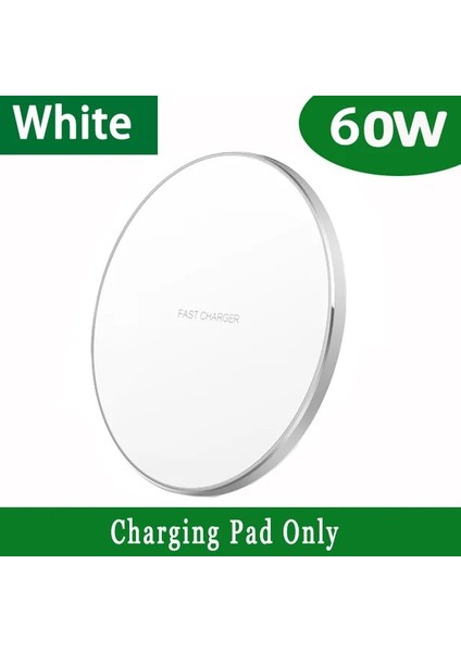 Beyaz 60W Hızlı Kablosuz Şarj Aleti Pedi iPhone 13 12 11 Pro Max Samsung S21 S20 Xiaomi Indüksiyon Kablosuz Şarj Istasyonu Şarj Cihazları (Yurt Dışından)