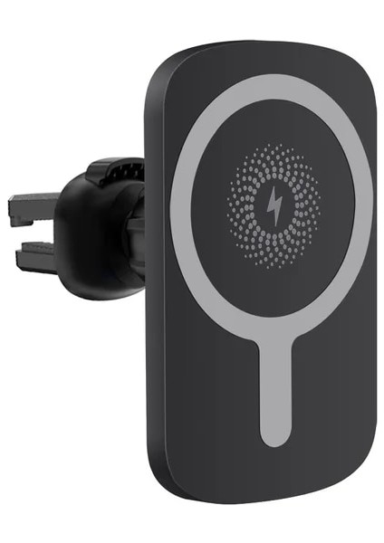Siyah 15W Manyetik Kablosuz Araç Şarj Dağı Hava Firar Telefon Tutucu Mıknatıs Hızlı Şarj Apple iPhone 14 13 12 Pro Max Mini Artı (Yurt Dışından)