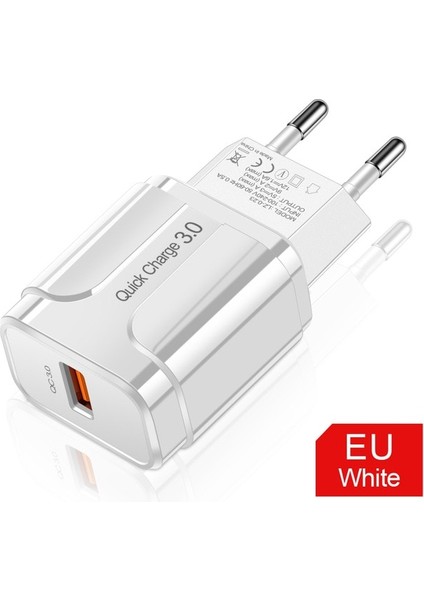 Ab Beyaz Qc 3.0 Rexxar Hızlı Şarj 3.0 USB Şarj Cihazı iPhone Xiaomi Samaung Huawei iPad Duvar Adaptörü Qc3.0 Hızlı Şarj Cep Telefonu Şarj Cihazı (Yurt Dışından)