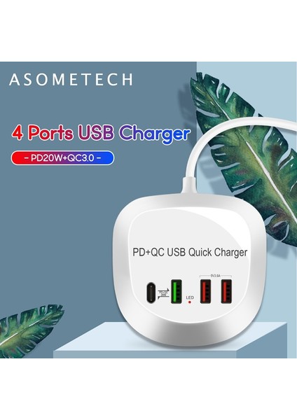 Ingiltere Tak Qc3.0 4 Port USB Şarj Hub'ı 20W Pd Qc3.0 Hızlı Şarj 3.0 Telefon Şarj Cihazı Hızlı Şarj Adaptörü Istasyonu iPhone Xiaomi Samsung Huawei Için (Yurt Dışından) fiyatları