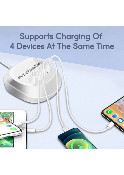 Ingiltere Tak Qc3.0 4 Port USB Şarj Hub'ı 20W Pd Qc3.0 Hızlı Şarj 3.0 Telefon Şarj Cihazı Hızlı Şarj Adaptörü Istasyonu iPhone Xiaomi Samsung Huawei Için (Yurt Dışından) modelleri