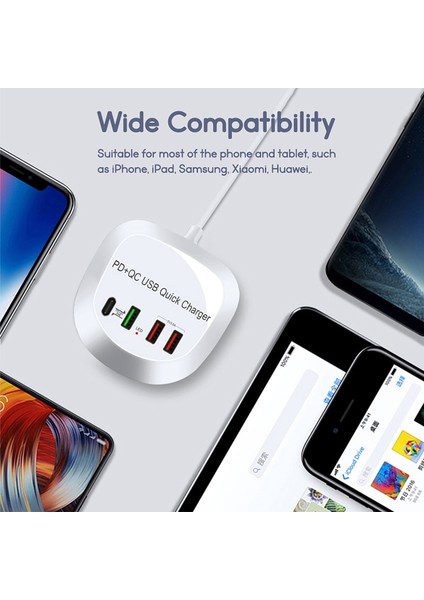 Ingiltere Tak Qc3.0 4 Port USB Şarj Hub'ı 20W Pd Qc3.0 Hızlı Şarj 3.0 Telefon Şarj Cihazı Hızlı Şarj Adaptörü Istasyonu iPhone Xiaomi Samsung Huawei Için (Yurt Dışından) indirimleri