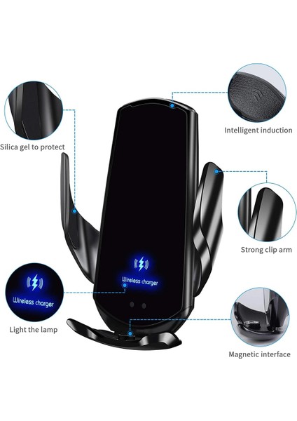 15W Siyah Fdgao Kablosuz Şarj Cihazı Araç Montaj Otomatik 15W /10W Hava Firar Telefon Tutucu iPhone 14 13 12 11 Xs Xr x 8 Samsung S21 S20 S10 (Yurt Dışından) indirimleri