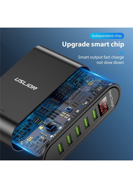 Ab Beyaz Uslıon 5 Port USB Şarj Cihazı Xiaomi LED Ekran Çoklu USB Şarj Istasyonu Evrensel Telefon Masaüstü Duvar Ev Ab Abd Ingıltere Tak (Yurt Dışından) indirimleri