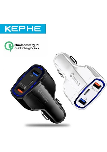 Siyah Kephe Araç Şarj Cihazı Hızlı Şarj 3.0 USB Hızlı Şarj Cihazı Xiaomi Mi 9 iPhone x Xr 8 Huawei Samsung S9 S10 Qc 3.0 USB Araç Şarj Cihazı (Yurt Dışından)