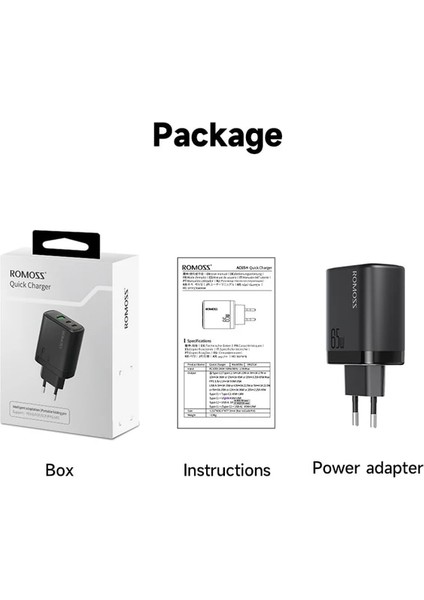 AC65H Siyah Ab Tak Romoss 65W Hızlı Şarj USB Tip C Şarj Cihazı Qc 3.0 Pd 3.0 Dizüstü MacBook Için Hızlı Şarj Cihazı Xiaomi iPhone 14 Mini Telefon Şarj Cihazı (Yurt Dışından)