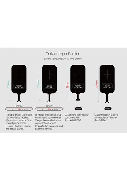 Tip C S Için Nillkin Magic Etiketler Qı Kablosuz Şarj Alıcısı Mikro USB / Tip C Adaptörü iPhone 5s Se 6 6s 7 Artı Samsung S6 S7 Kenar (Yurt Dışından) modelleri