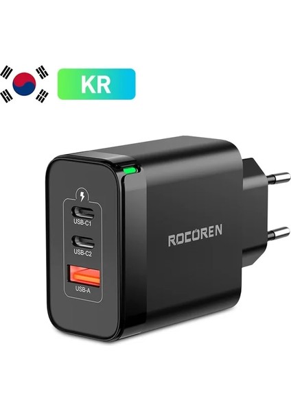 Kr Tak Siyah Rocoren 65W Gan USB Tip C Şarj Cihazı Hızlı Şarj Qc 4.0 Pd 3.0 Qc4.0 Usbc Hızlı Şarj USB Şarj Cihazı iPhone 14 13 Pro MacBook (Yurt Dışından)