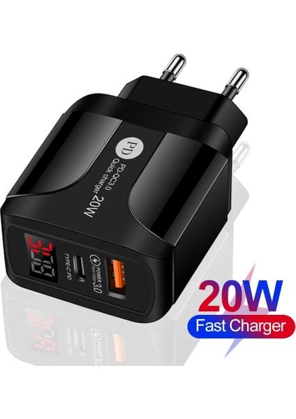 Abd Siyah Hızlı Pd Şarj Cihazı 20W Qc3.0 USB Tip C Hızlı Şarj Cihazı Güç Adaptörü iPhone 12 11 8 Artı Samsung Xiaomi Huawei Telefon Pd Şarj Cihazı (Yurt Dışından) modelleri