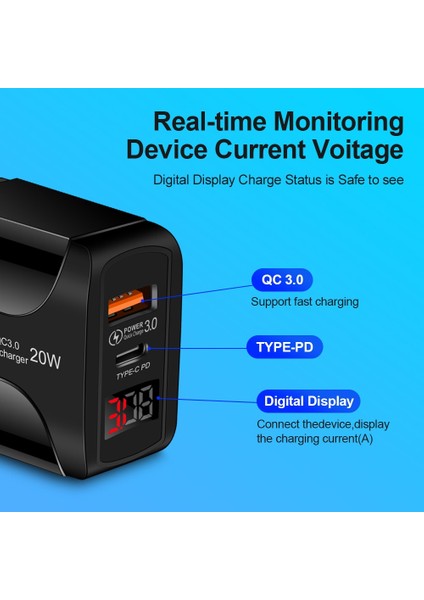 Abd Siyah Hızlı Pd Şarj Cihazı 20W Qc3.0 USB Tip C Hızlı Şarj Cihazı Güç Adaptörü iPhone 12 11 8 Artı Samsung Xiaomi Huawei Telefon Pd Şarj Cihazı (Yurt Dışından) indirimleri