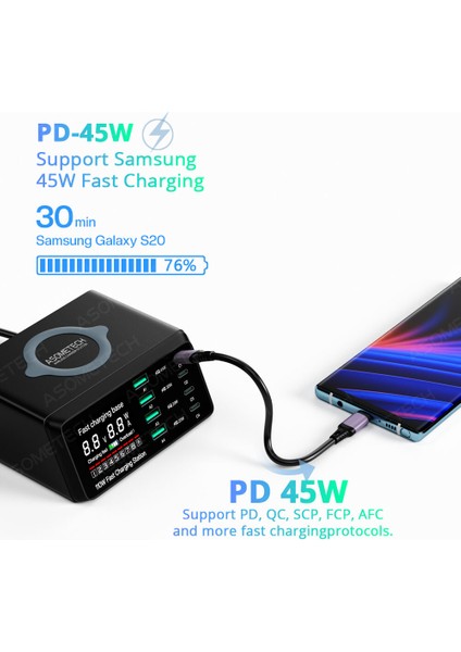 Au Tak ASX9D Mavi 110W 110W Çoklu USB Şarj Cihazı Kablosuz Şarj Cihazı Pps Qc Pd USB C Hızlı Şarj Istasyonu Telefon Şarj Adaptörü iPhone 13 Xiaomi Samsung Için (Yurt Dışından) fırsatları