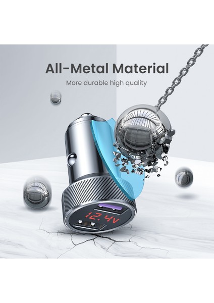 Metal Çift Qc3.0 LED Ekran Metal Pd Qc 3.0 Araç Şarj Cihazı USB Tip C Çift Bağlantı Noktalı Hızlı Şarj Telefon Şarj Cihazı iPhone 13 Samsung Huawei Xiaomi (Yurt Dışından) indirimleri