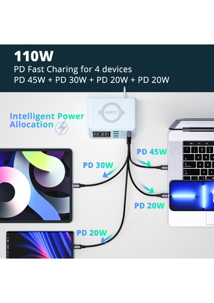 Brezilya Fişi 110W ASX9D Mavi 110W Hızlı Şarj USB Şarj Adaptörü Kablosuz Şarj Cihazı Şarj Istasyonu Pd USB C Hızlı Telefon Şarj Cihazı iPhone 13 12 iPad Xiaomi Için (Yurt Dışından) indirimleri