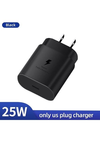 Abd Siyah Orijinal 25W Süper Hızlı Duvar Şarj Cihazı Samsung USB Tip C Pd Güç Adaptörü Galaxy S22 Ultra S21 S21 + S20 Fe 5g A52 Tab S8 S7 (Yurt Dışından)