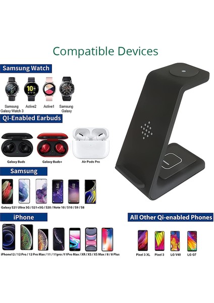 Samsung Beyaz Bonola 3'ü 1 Arada Kablosuz Şarj Istasyonu Samsung Galaxy WATCH/BUDS/S22/S21 Samsung NOTE10/NOTE20 Için Hızlı Qi Kablosuz Şarj Cihazı (Yurt Dışından) modelleri
