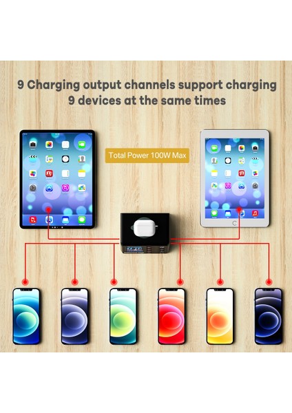 Ab Tak Asx9 Siyah 8 Port USB Hub Qı Kablosuz Şarj Cihazı iPhone Samsung Xiaomi 100 W Çoklu USB C Hızlı Şarj Cihazı Qc3.0 Hızlı Şarj Şarj Istasyonu (Yurt Dışından) fırsatları