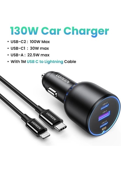 iPhone Için Kablo Ekleyin 【taze Bulgular】ugreen 69W Araç Şarj Cihazı USB Tip C Pd Qc 4.0 3.0 iPhone 14 13 12 Için Hızlı Şarj Samsung Cep Telefonu Araç Şarj Cihazı (Yurt Dışından)