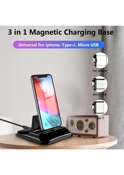 C Tipi Konnektör Telefon Dock Istasyonu USB Mikro Tip C Standı Kablosuz Şarj Tutucu iPhone Samsung Xiaomi Android Için Manyetik Hızlı Şarj Cihazı Beşiği (Yurt Dışından) indirimleri